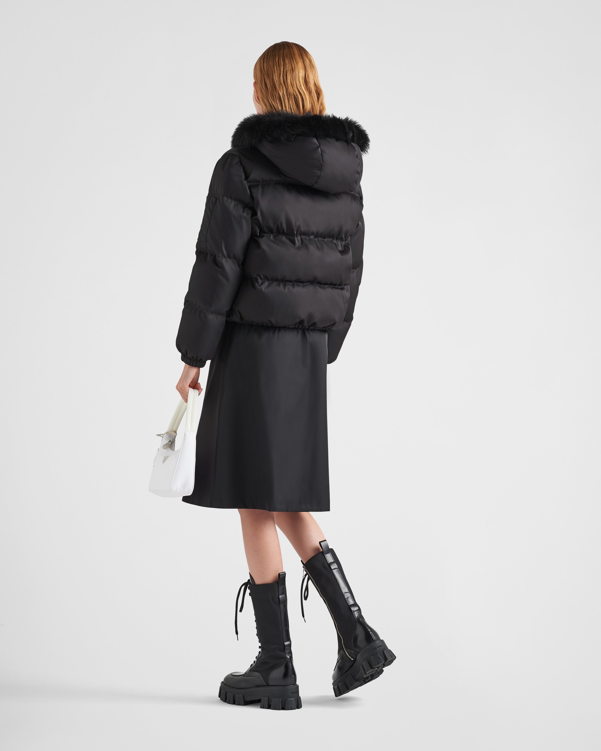 Black Re nylon Gabardine Puffer Jacket PRADA