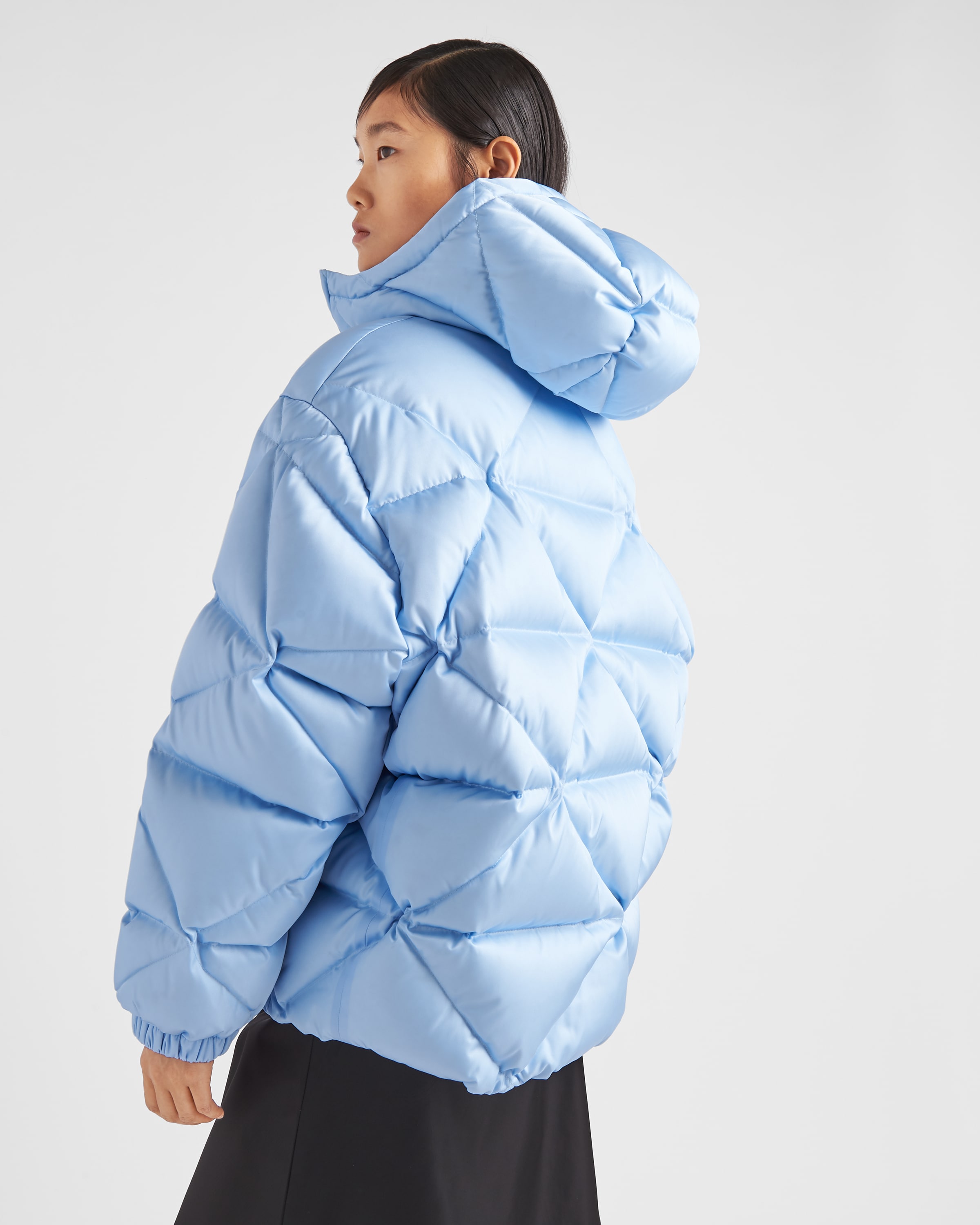 Light Blue Oversized Re-Nylon Gabardine down jacket | Prada