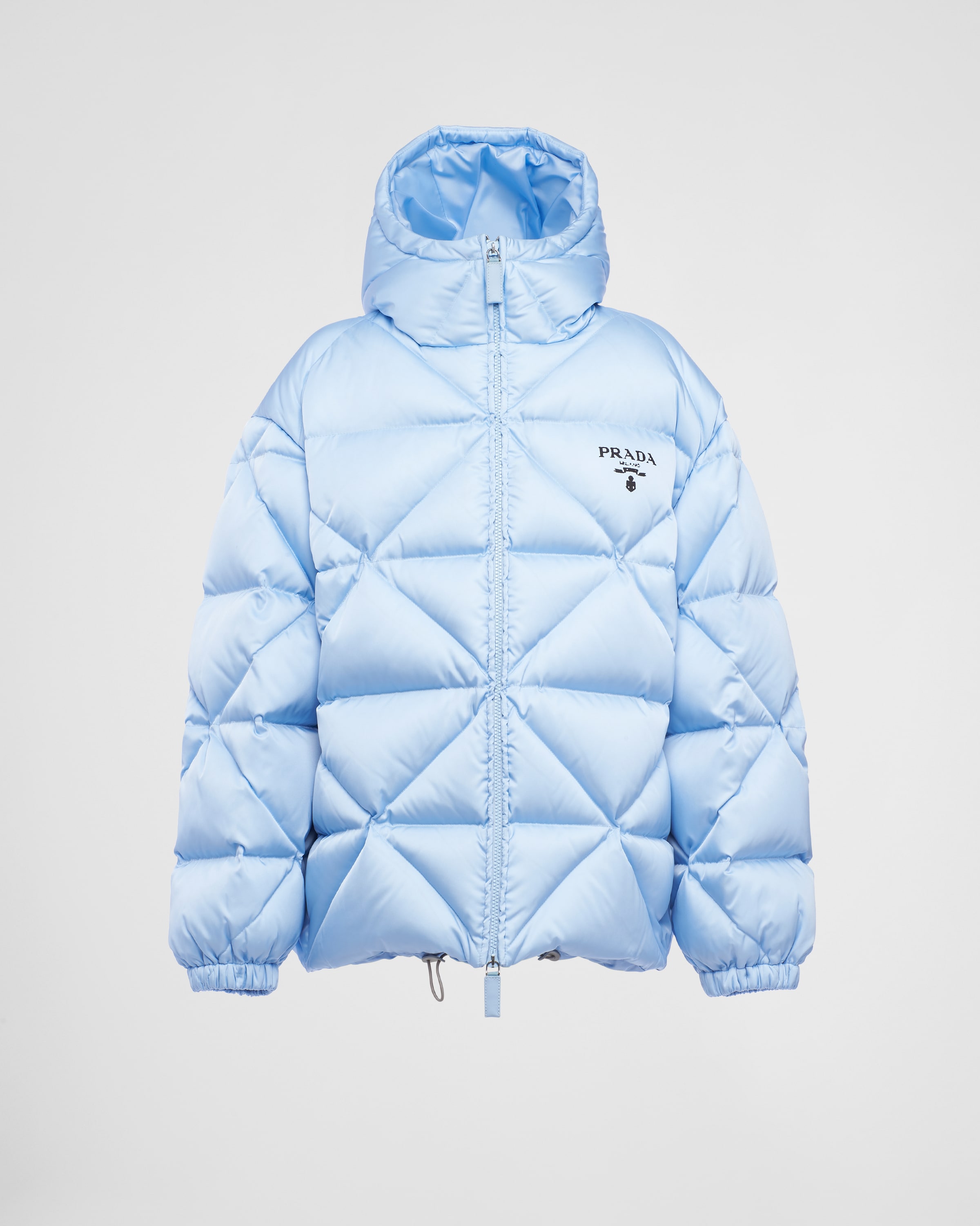 Light Blue Oversized Re-Nylon Gabardine down jacket | Prada