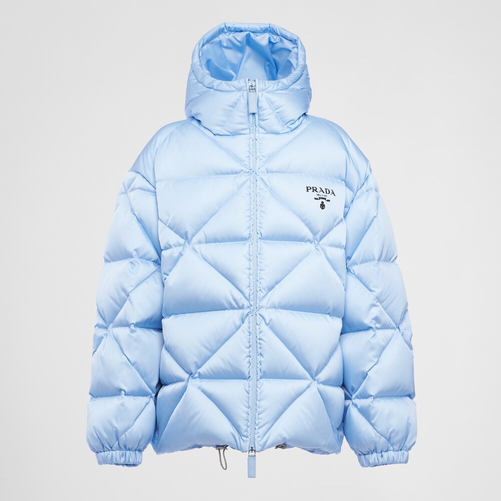 Light Blue Oversized Re-Nylon Gabardine down jacket | Prada