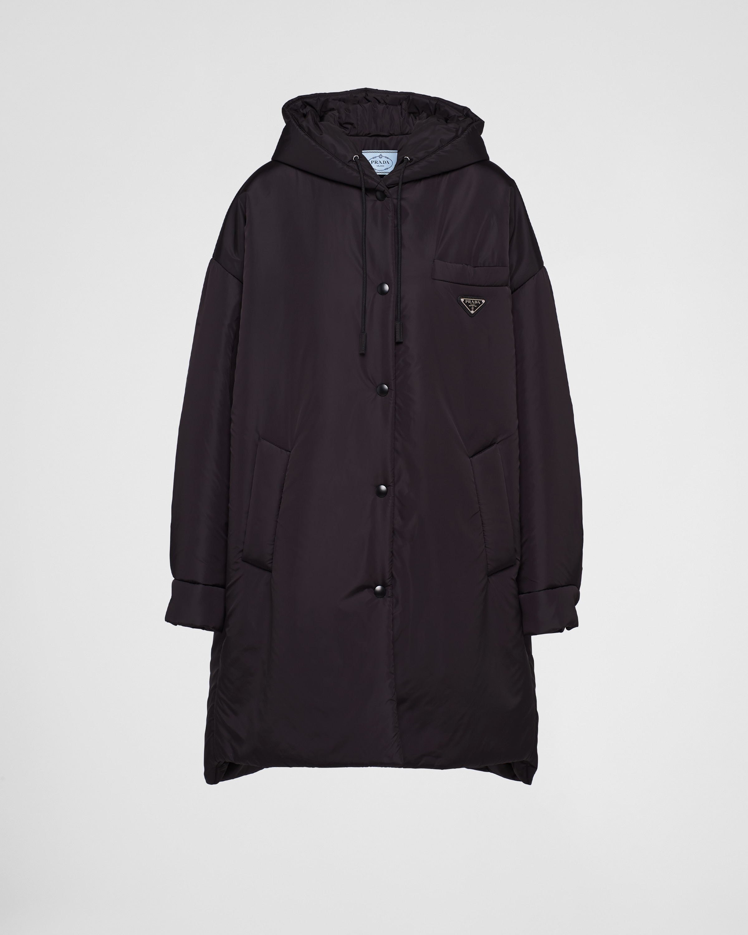 Prada Oversized Light Re-nylon Raincoat, Woman, Black, Size 40