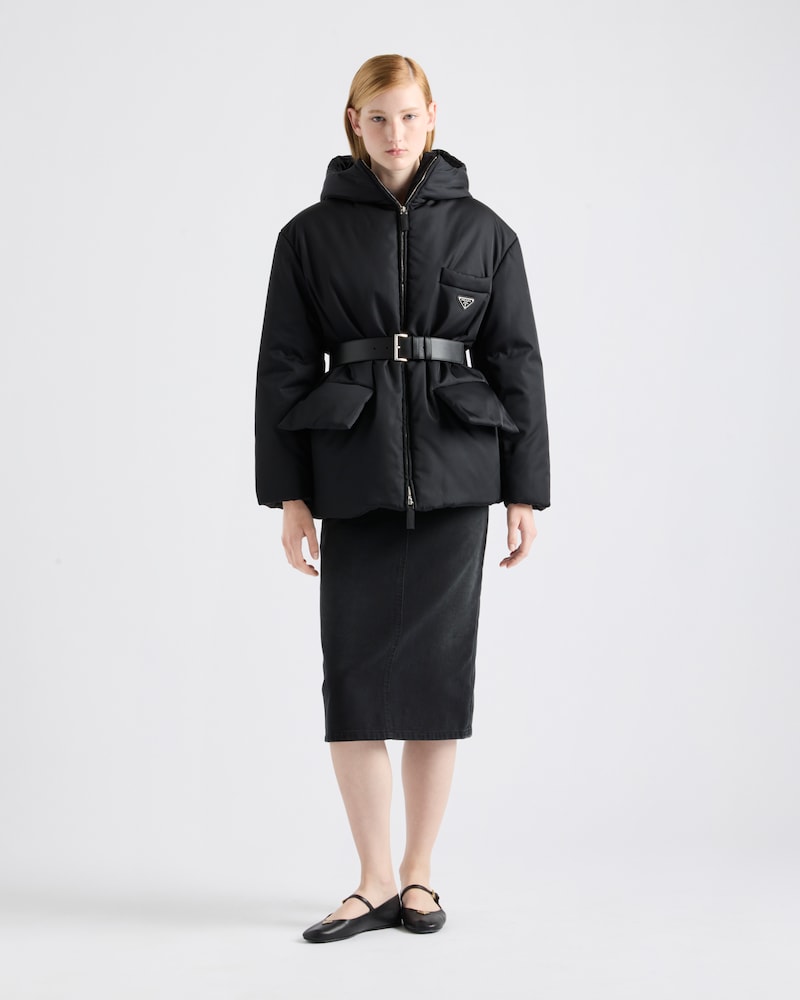 prada puffer belted jacket