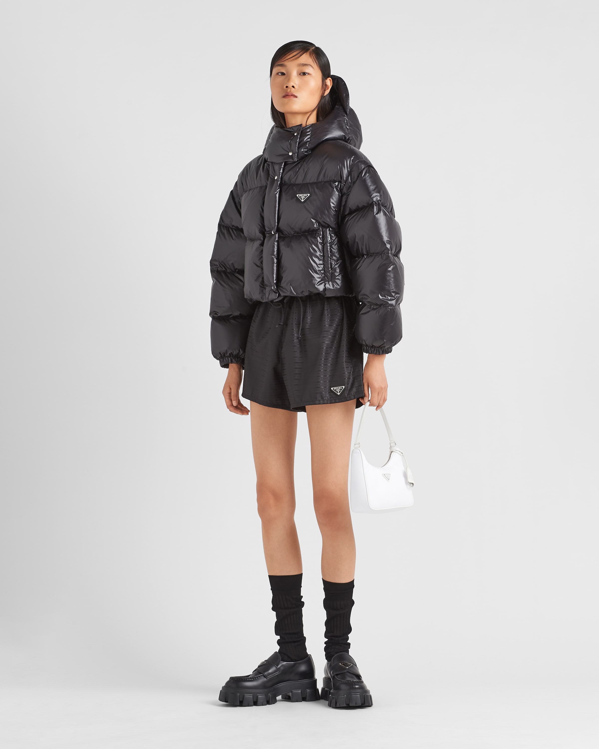 Re Nylon convertible cropped down jacket