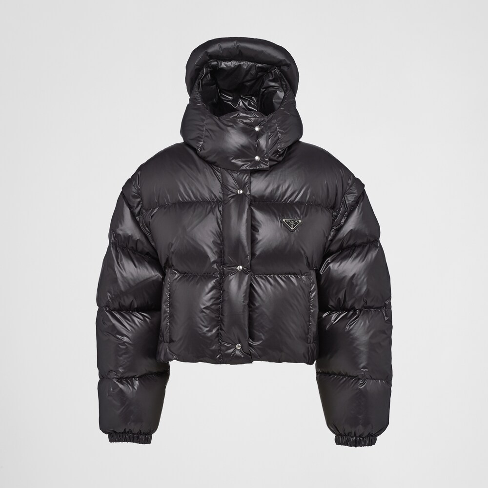 Black Re-Nylon convertible cropped down jacket | Prada Black Re-Nylon convertible cropped down jacket | Prada