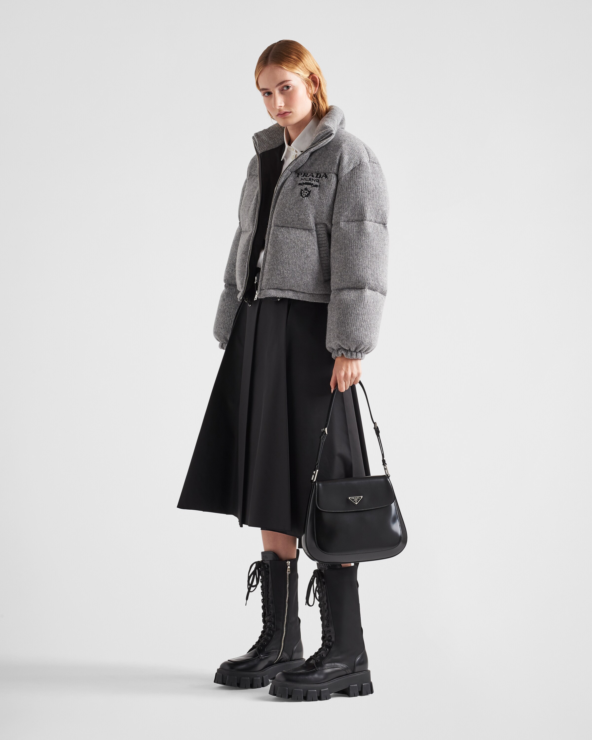 Grey Cashmere wool down jacket | Prada