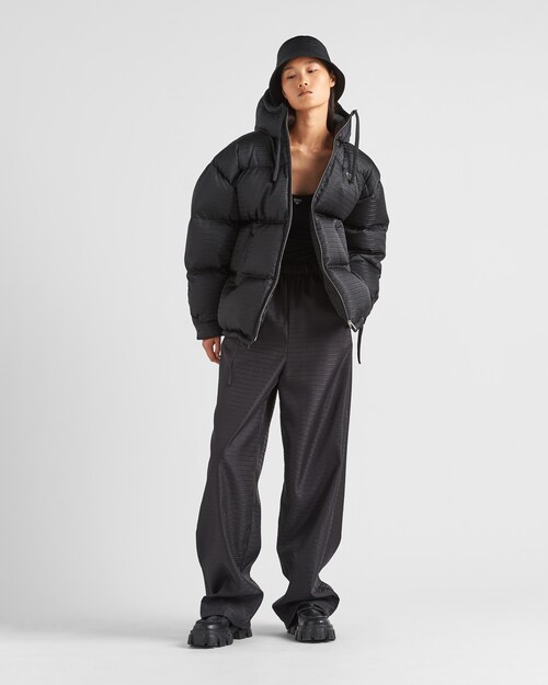 Prada Re-nylon Hooded Down Jacket, Women, Black, Size 42