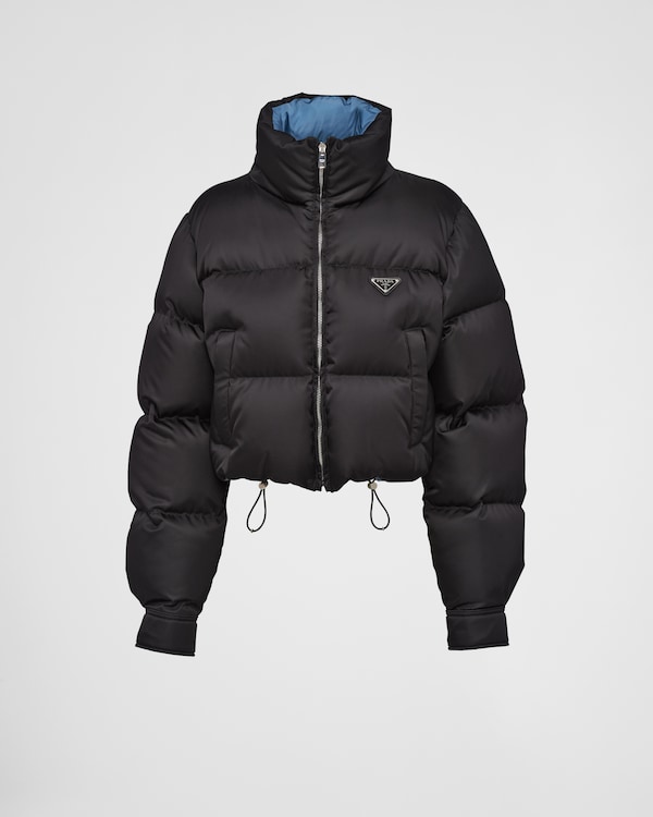 Black Re-Nylon cropped down jacket | PRADA