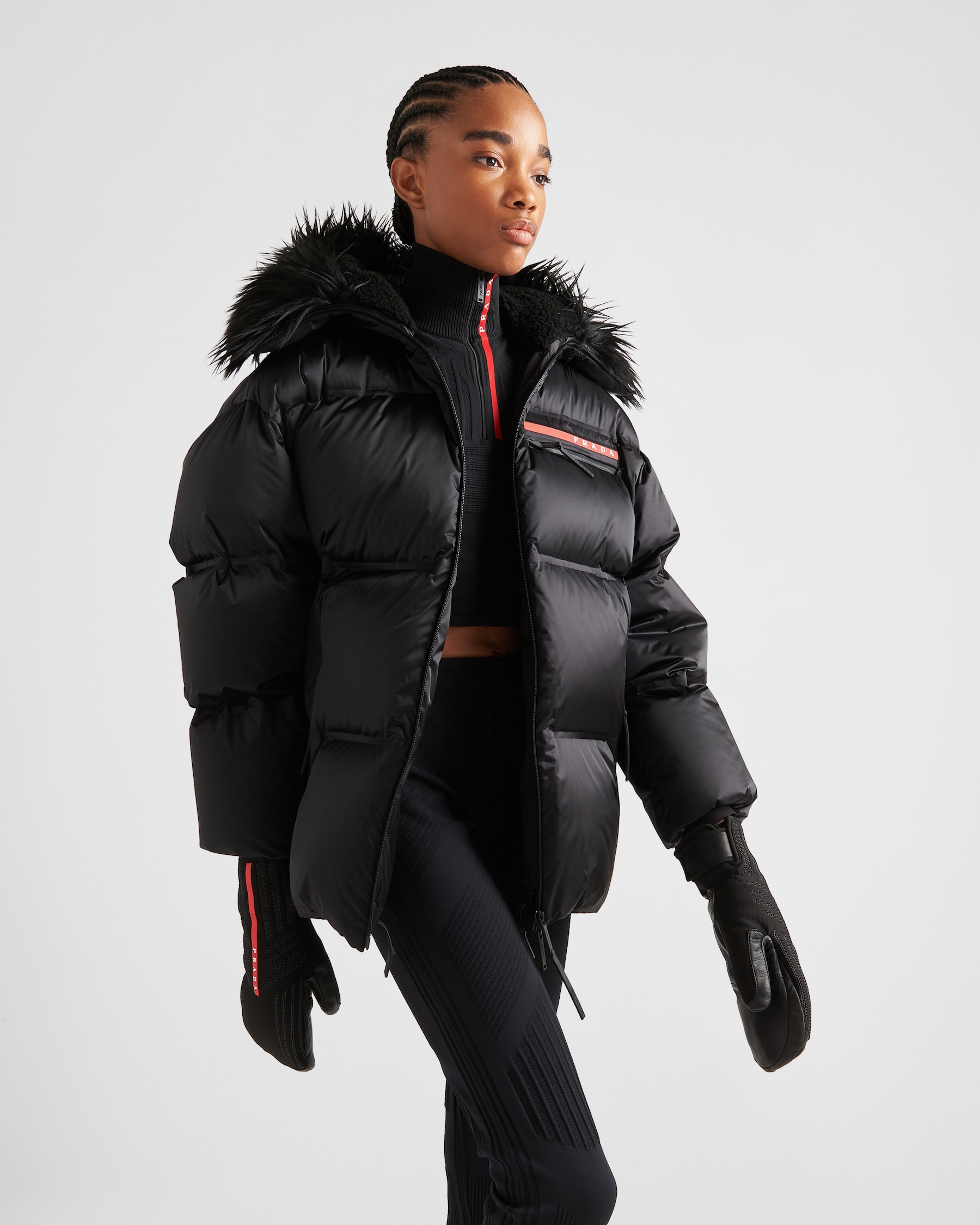 PRADA RE-NYLON Gabardine puffer RFID Down jacket outer 29X808 black 36