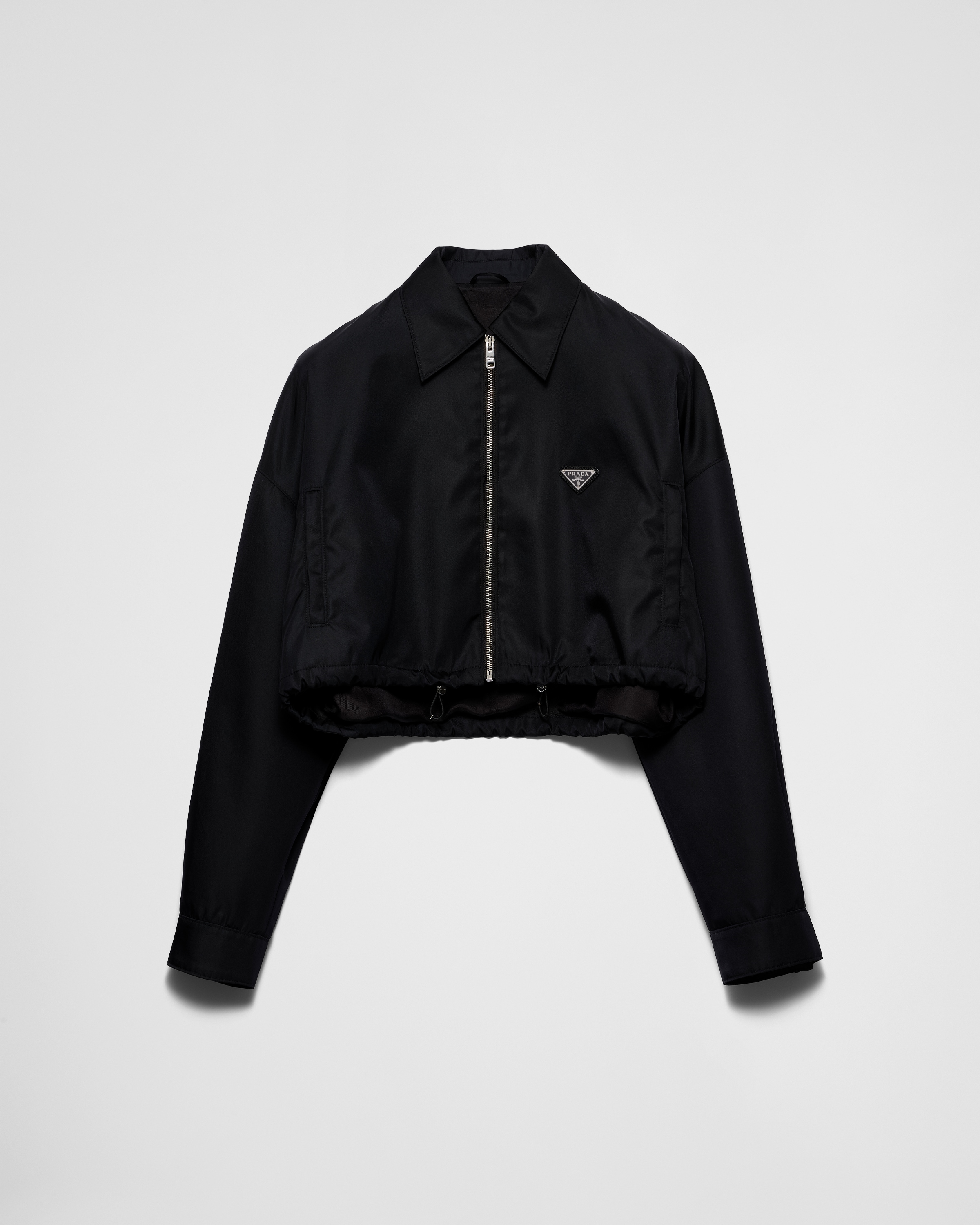 Black Re nylon Cropped Blouson Jacket PRADA
