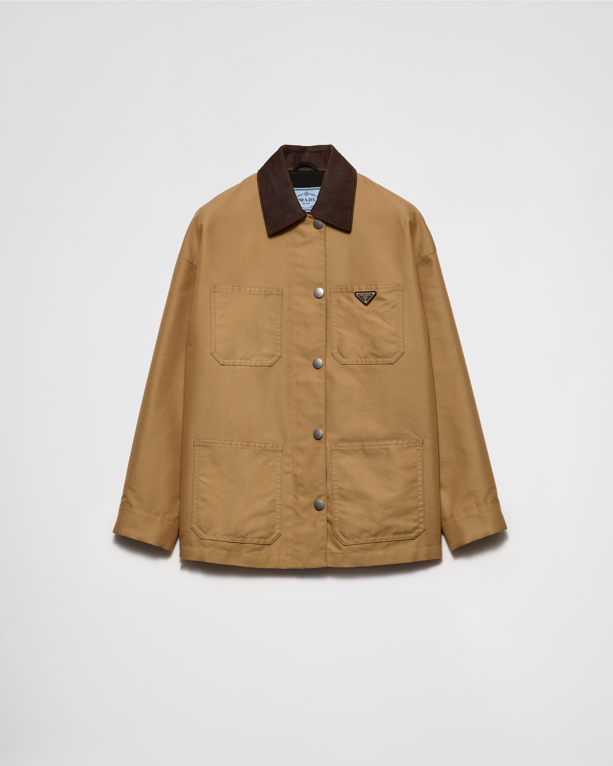 Shop Prada Blousonjacke Aus Technischem Canvas In Camel Brown