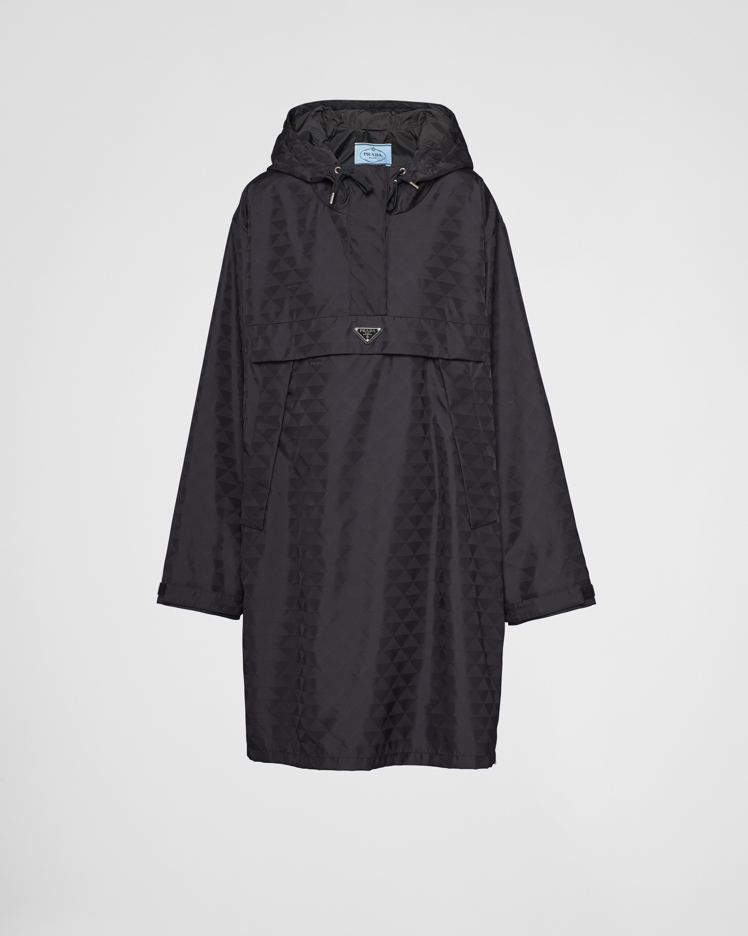 Shop Prada Printed Re-nylon Raincoat In Black