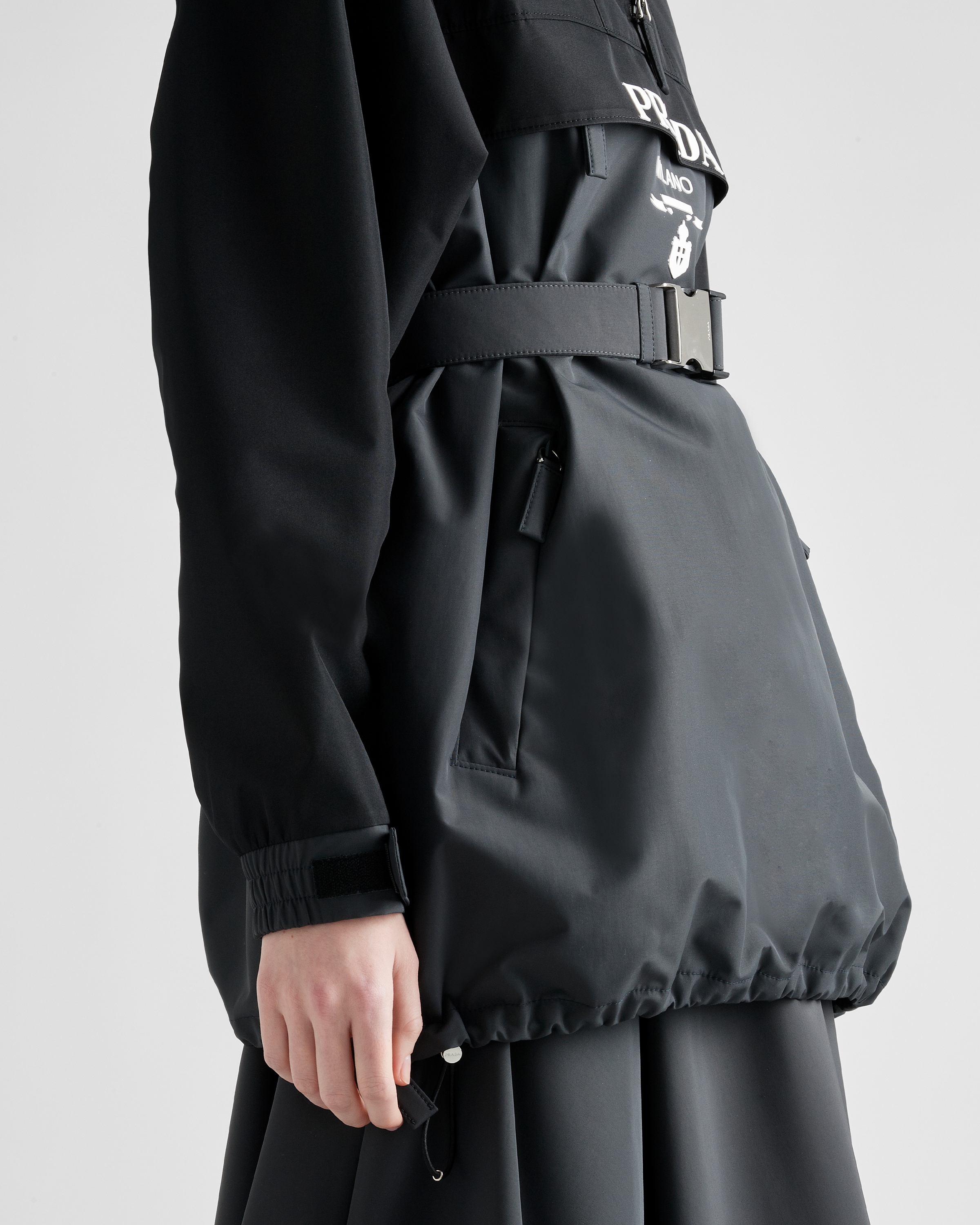 Smoky Grey black Technical Fabric Anorak PRADA