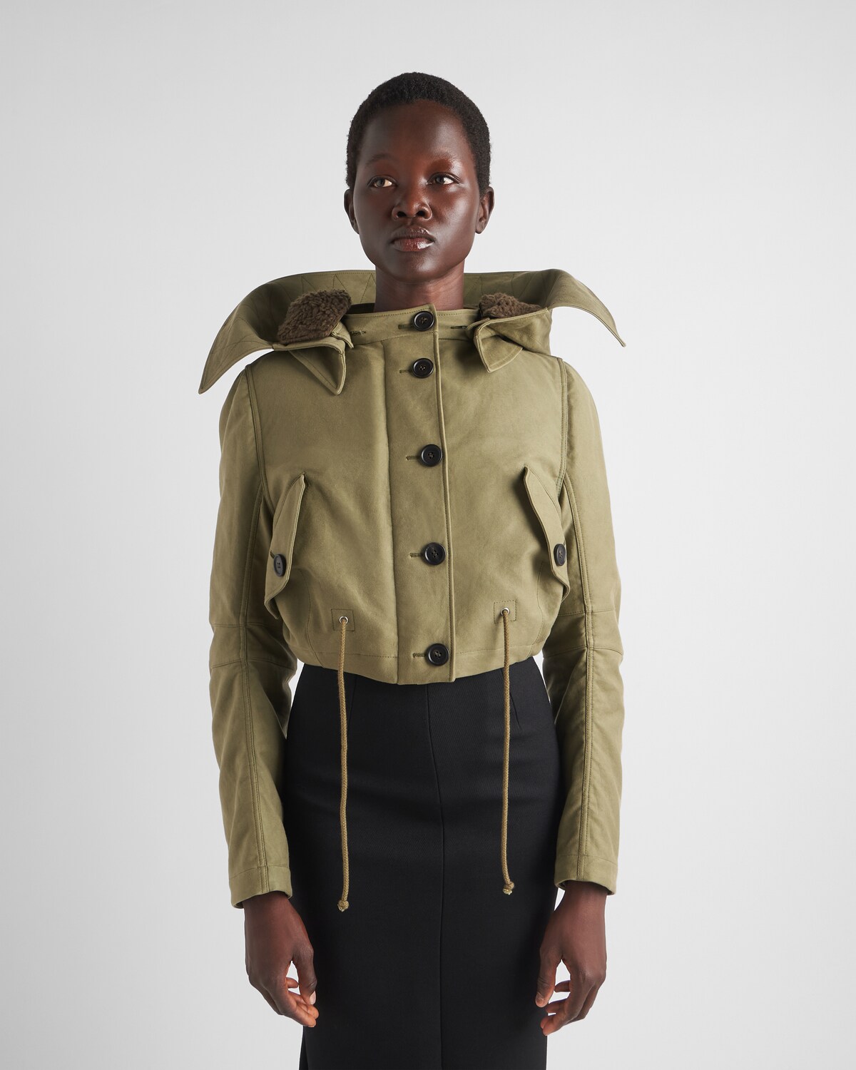 Prada 25 Hooded Jacket Blue-green Cotton