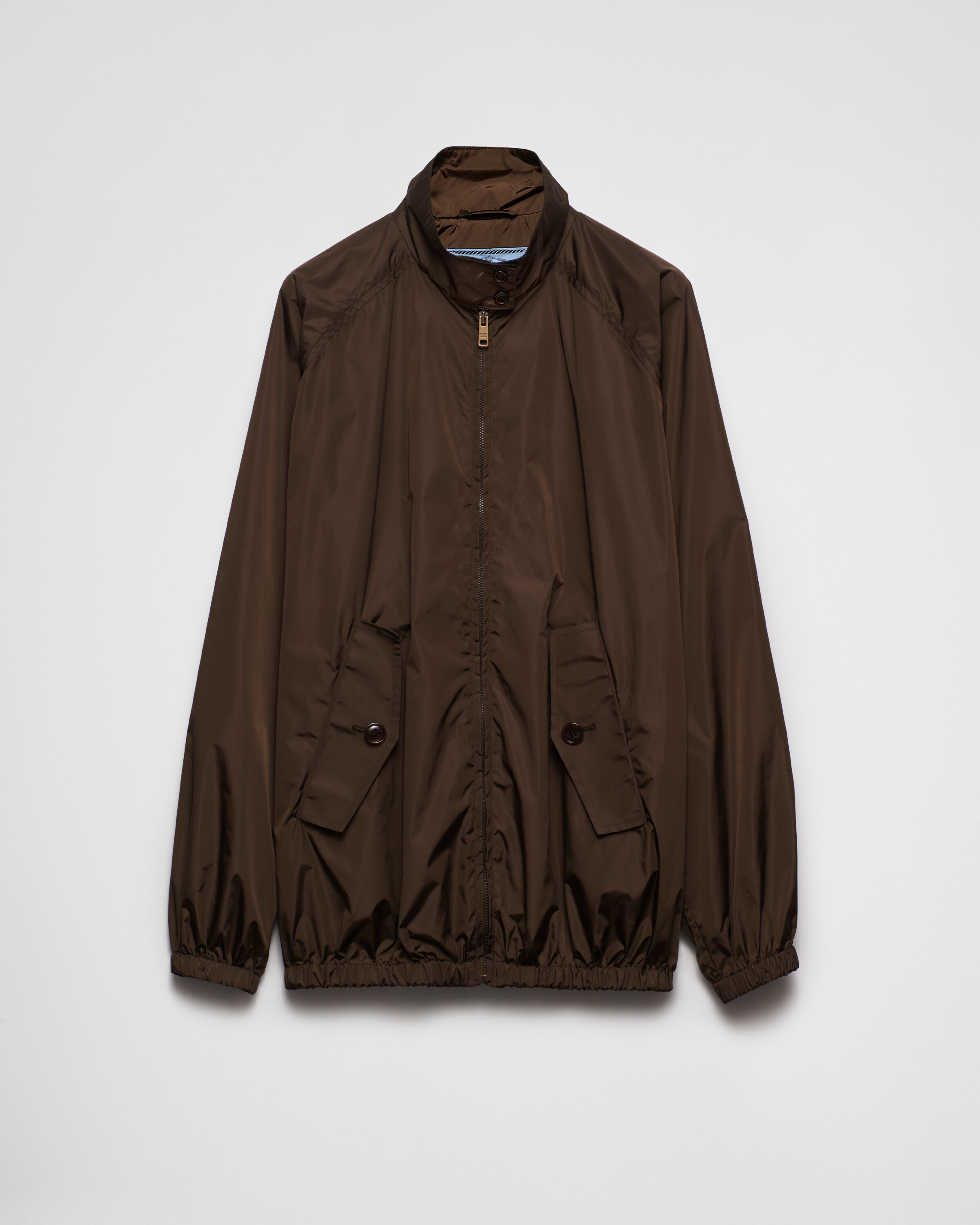 Prada Light Technical Fabric Jacket In Dark Brown