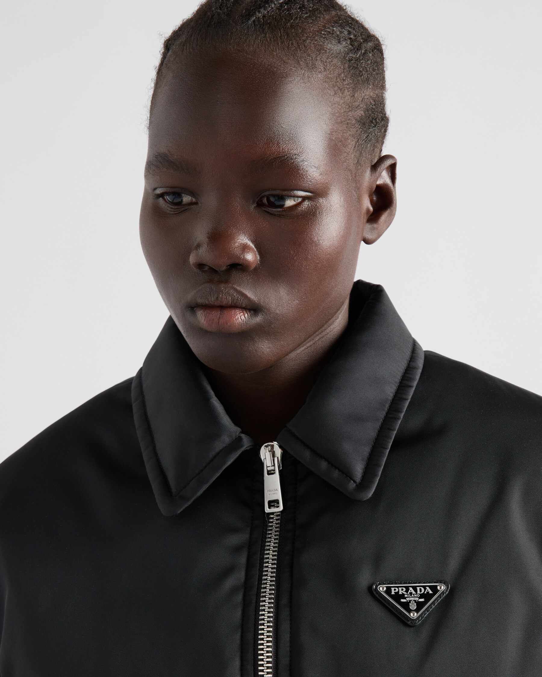 Black Re-nylon Down Jacket With Belt | PRADA