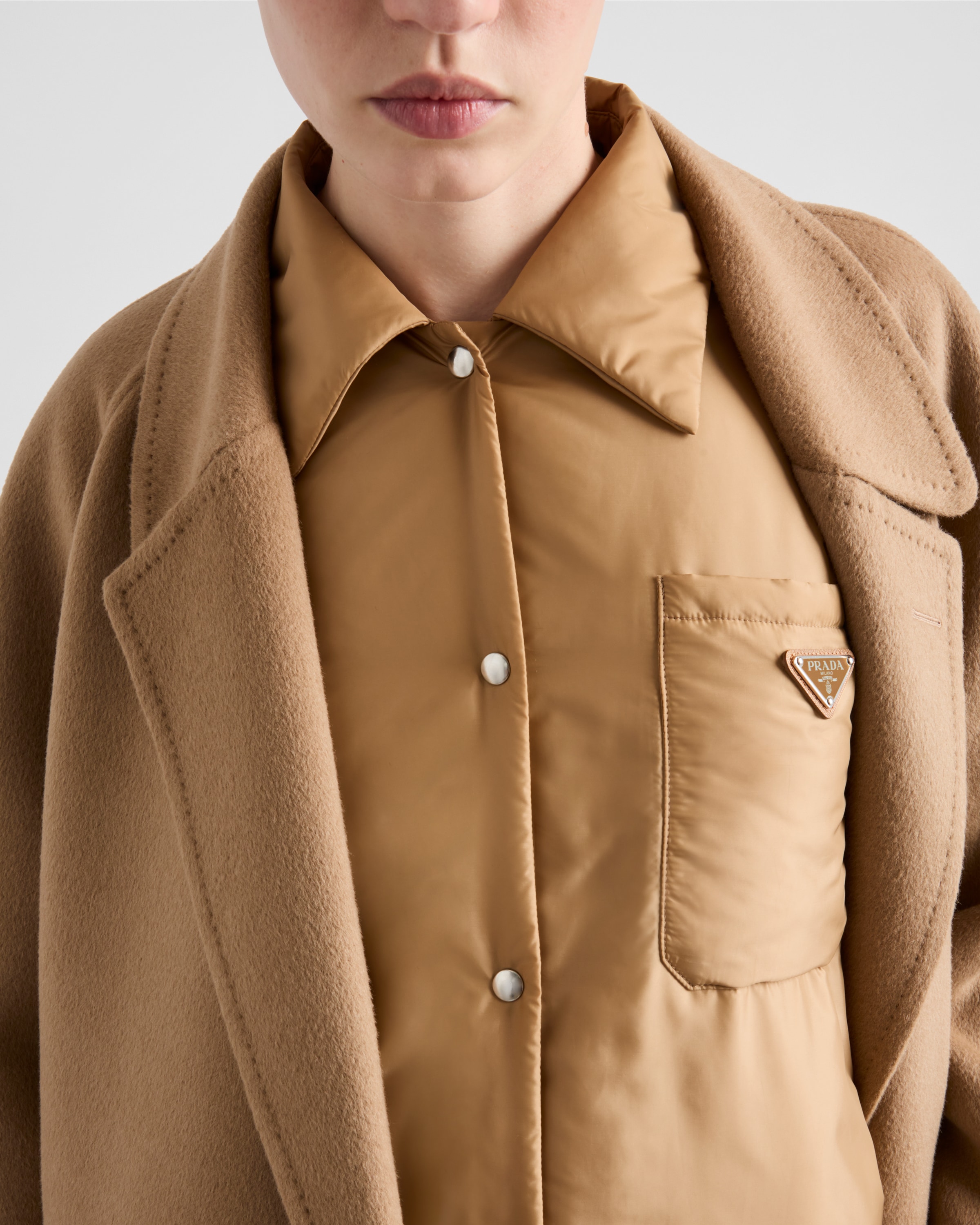 Camel Brown Lightweight Re-Nylon blouson jacket | PRADA