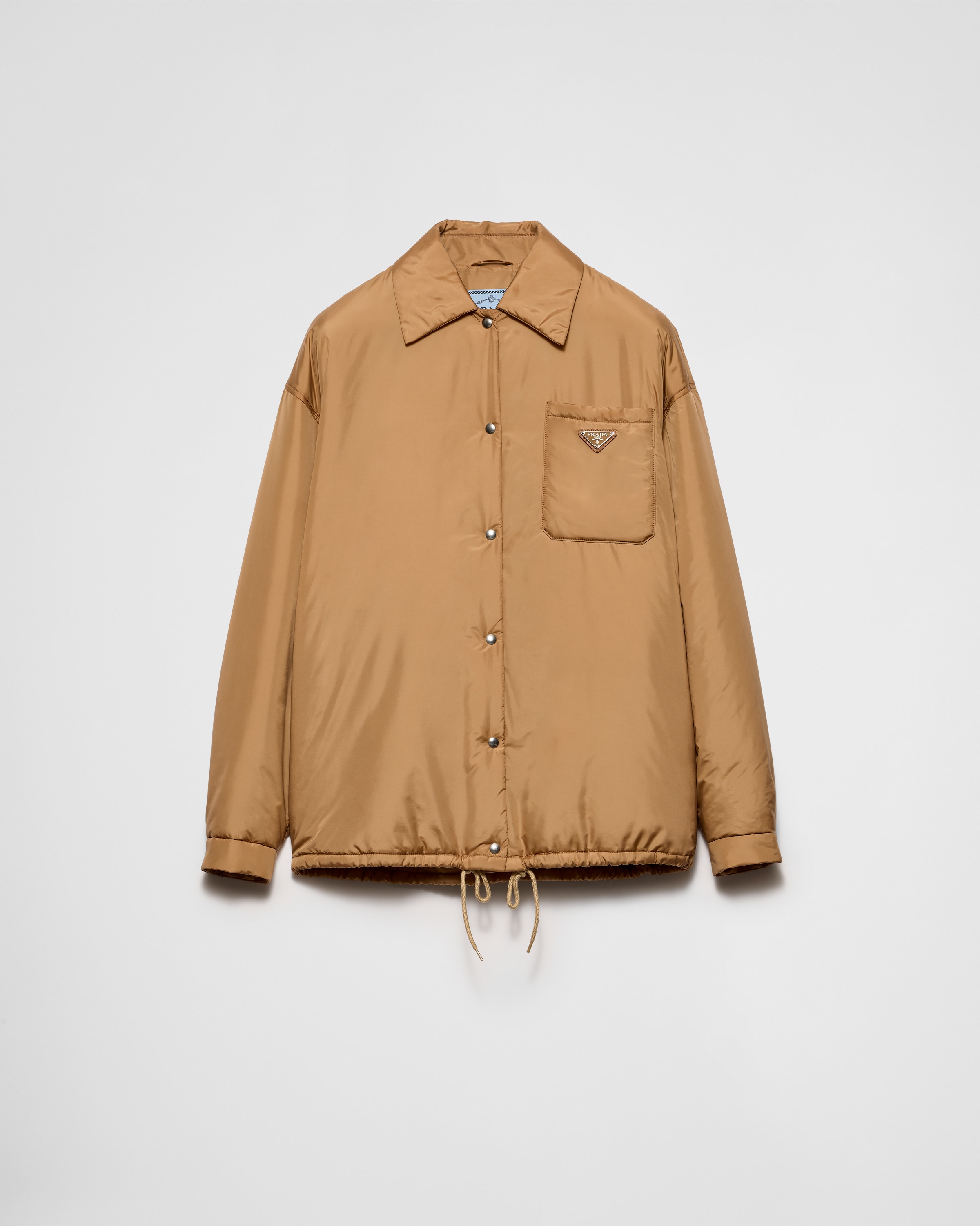 Camel Brown Lightweight Re-nylon Blouson Jacket | PRADA Camel Brown Lightweight Re-nylon Blouson Jacket | PRADA