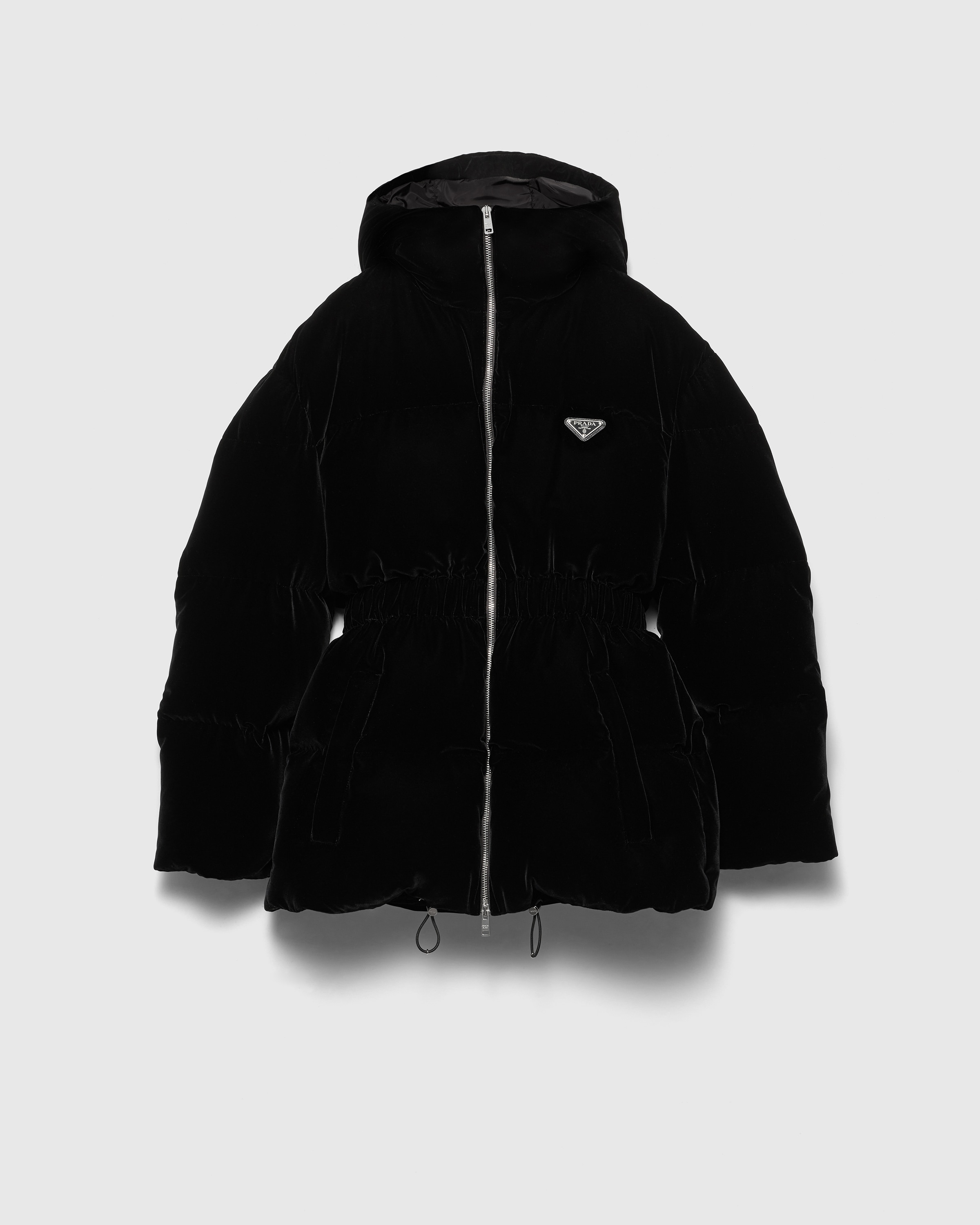 Black velvet puffer jacket outlet