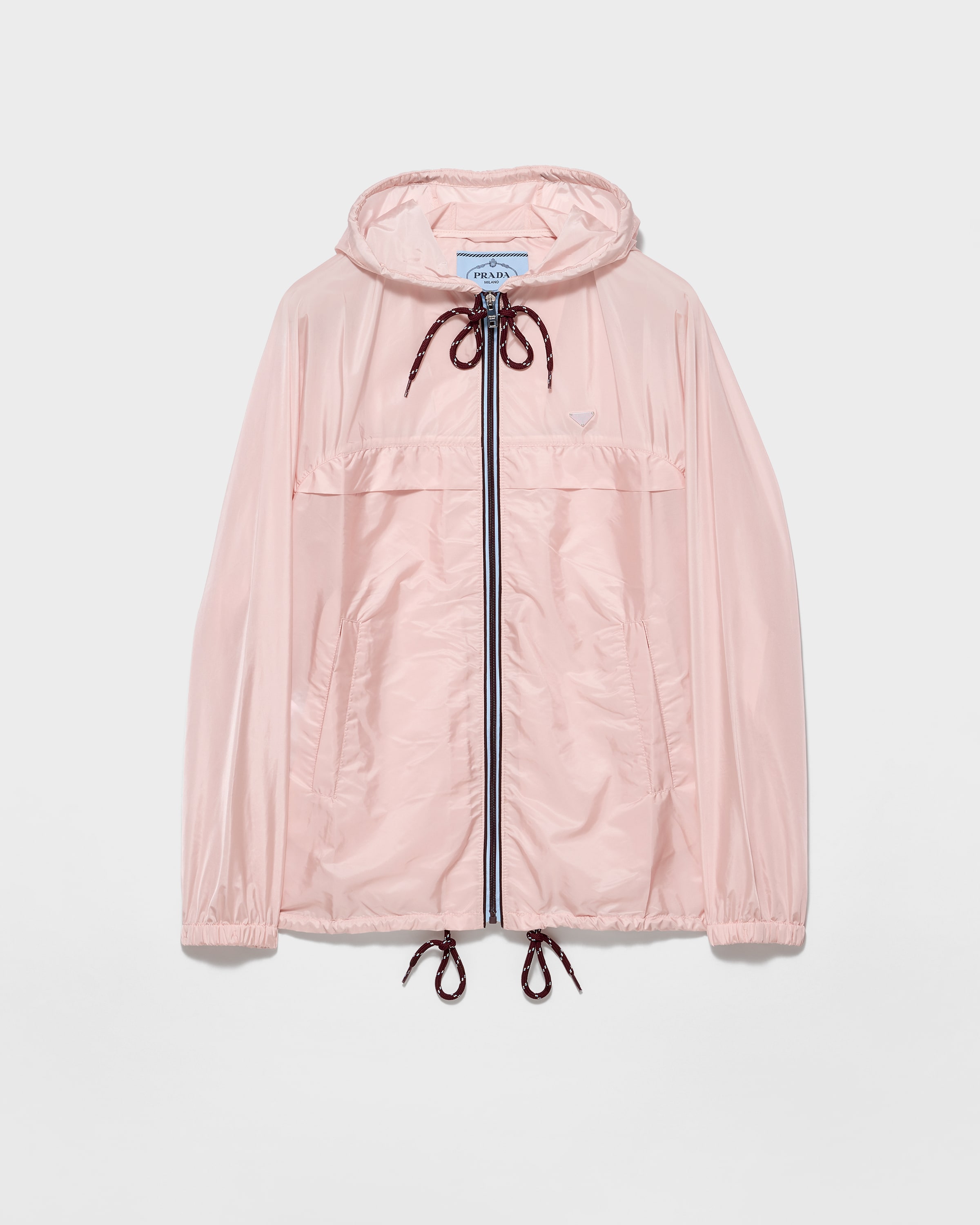 Alabaster Pink Lightweight Re-Nylon hooded raincoat | PRADA