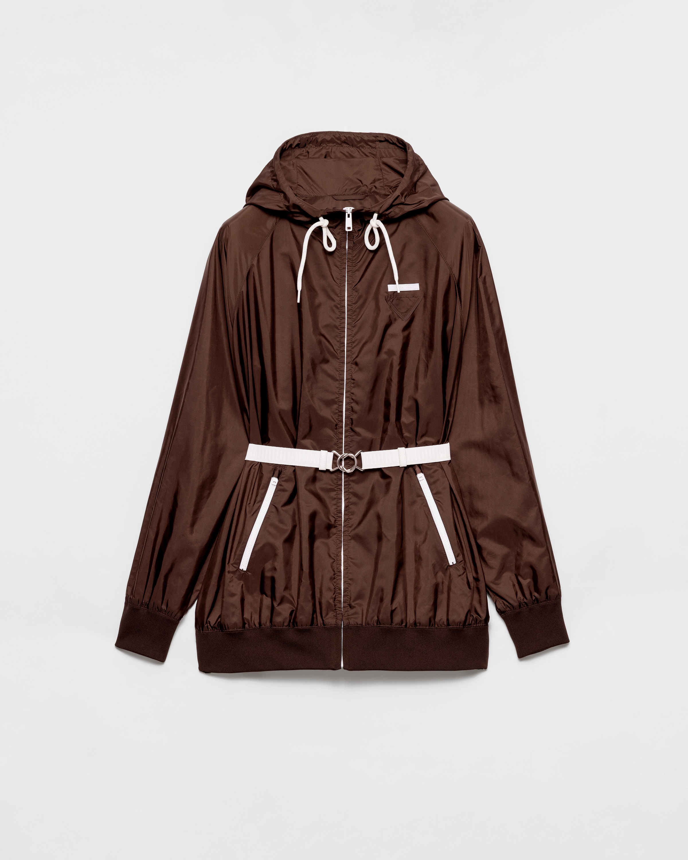 Prada Lightweight Re-nylon Raincoat, Woman, Cocoa Brown, Size 36