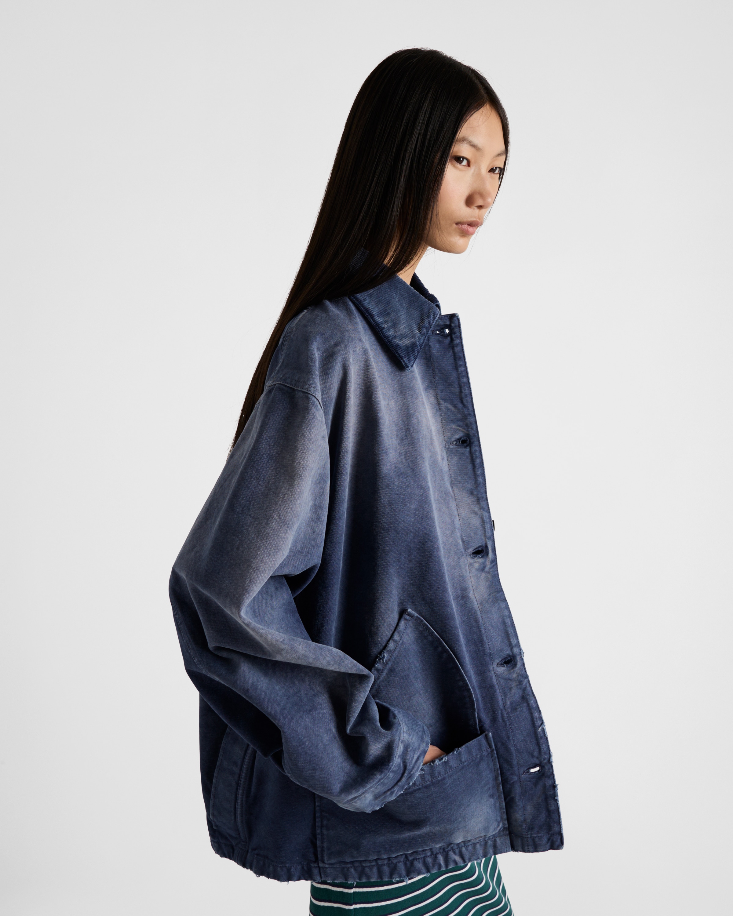 ネイビー キャンバス トラッカージャケット | PRADA