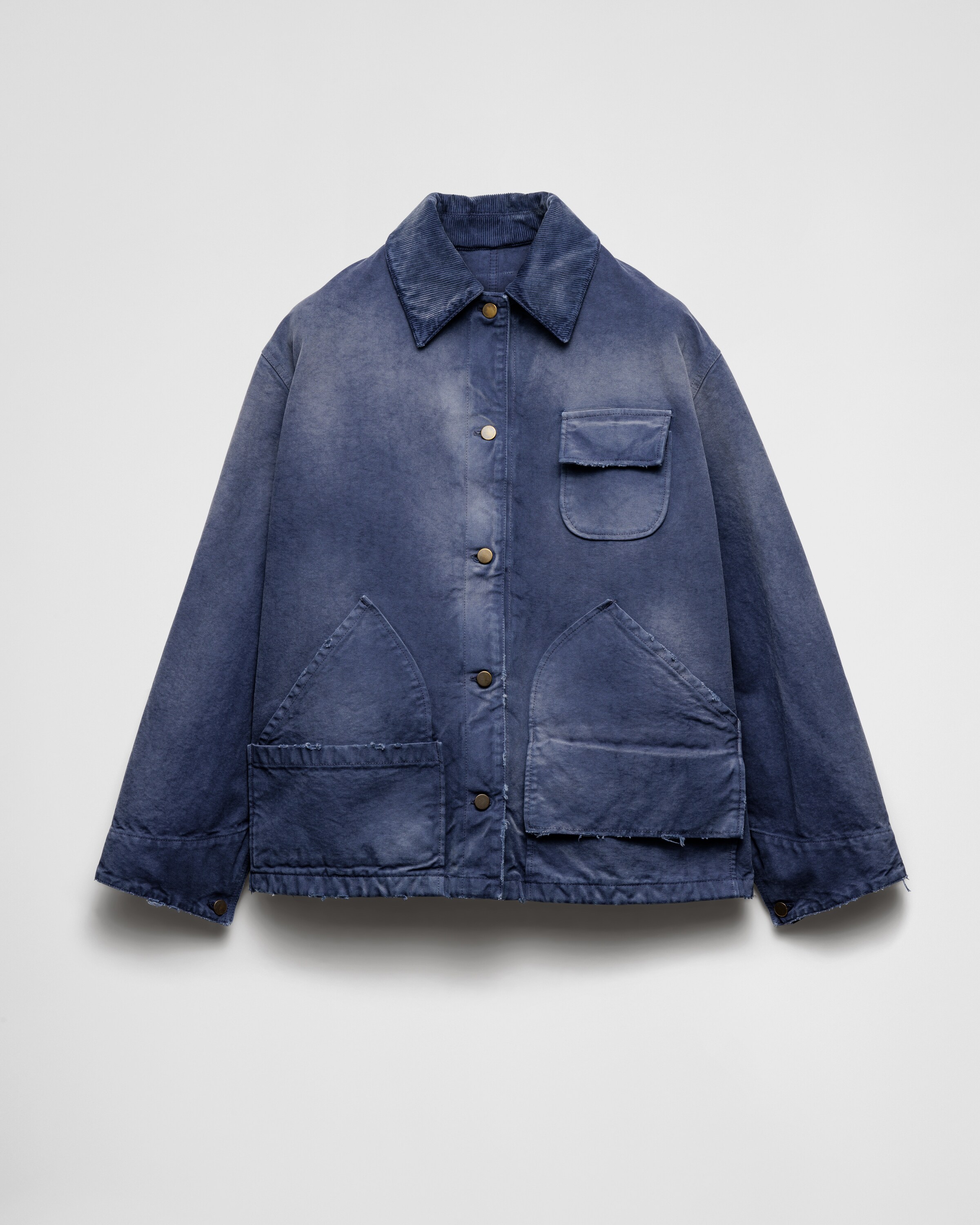 Prada Canvas Trucker Jacket, Woman, Navy, Size 36