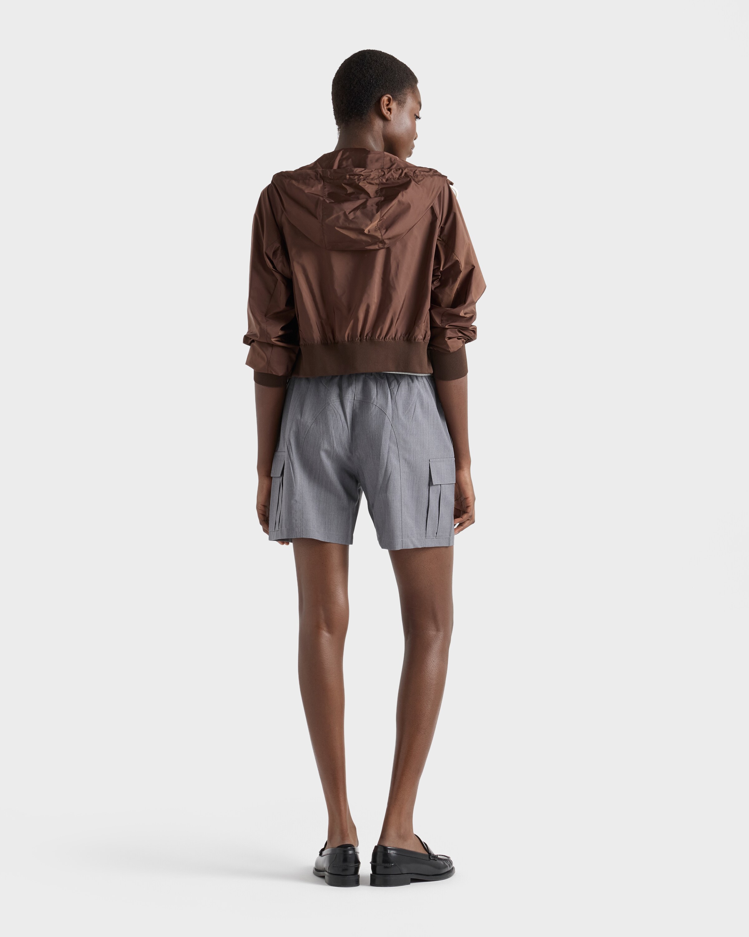 Cocoa Brown Lightweight Re-Nylon blouson jacket | PRADA