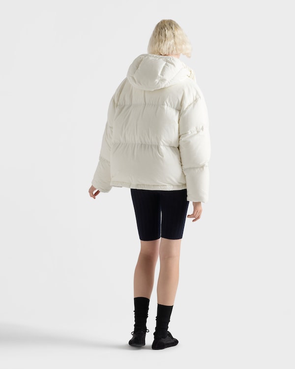 Medium-weight hooded soft fabric down jacket - White Medium-weight hooded soft fabric down jacket - White