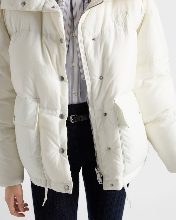 Medium-weight hooded soft fabric down jacket - White Medium-weight hooded soft fabric down jacket - White