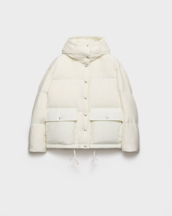 Medium-weight hooded soft fabric down jacket - White Medium-weight hooded soft fabric down jacket - White