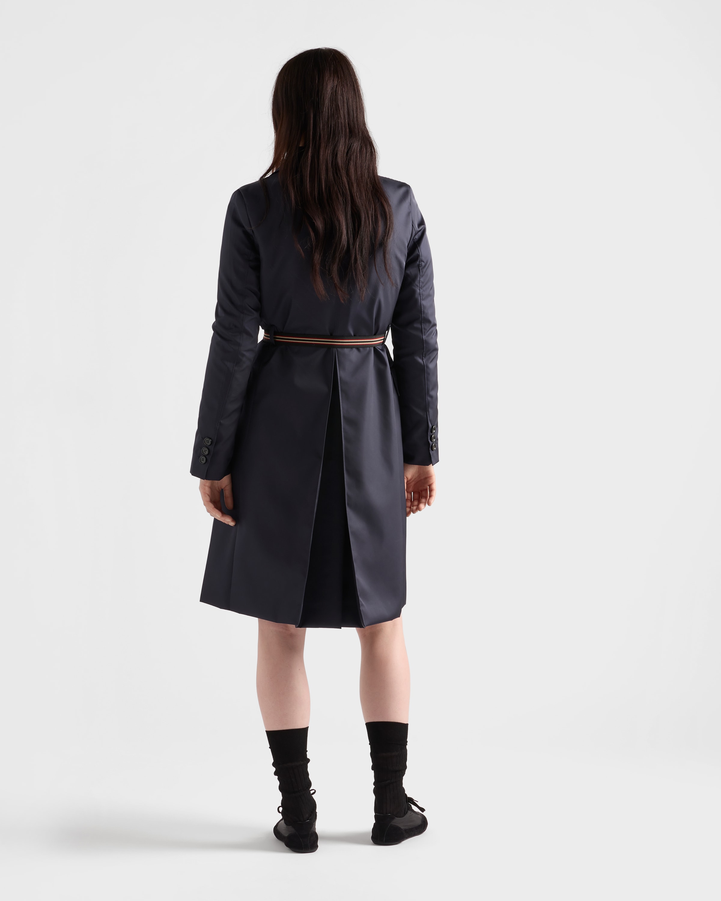 【関税&送料込】Prada Midnight Blue Re-Nylon Trench Coat Navy Lightweight Re-Nylon raincoat | PRADA