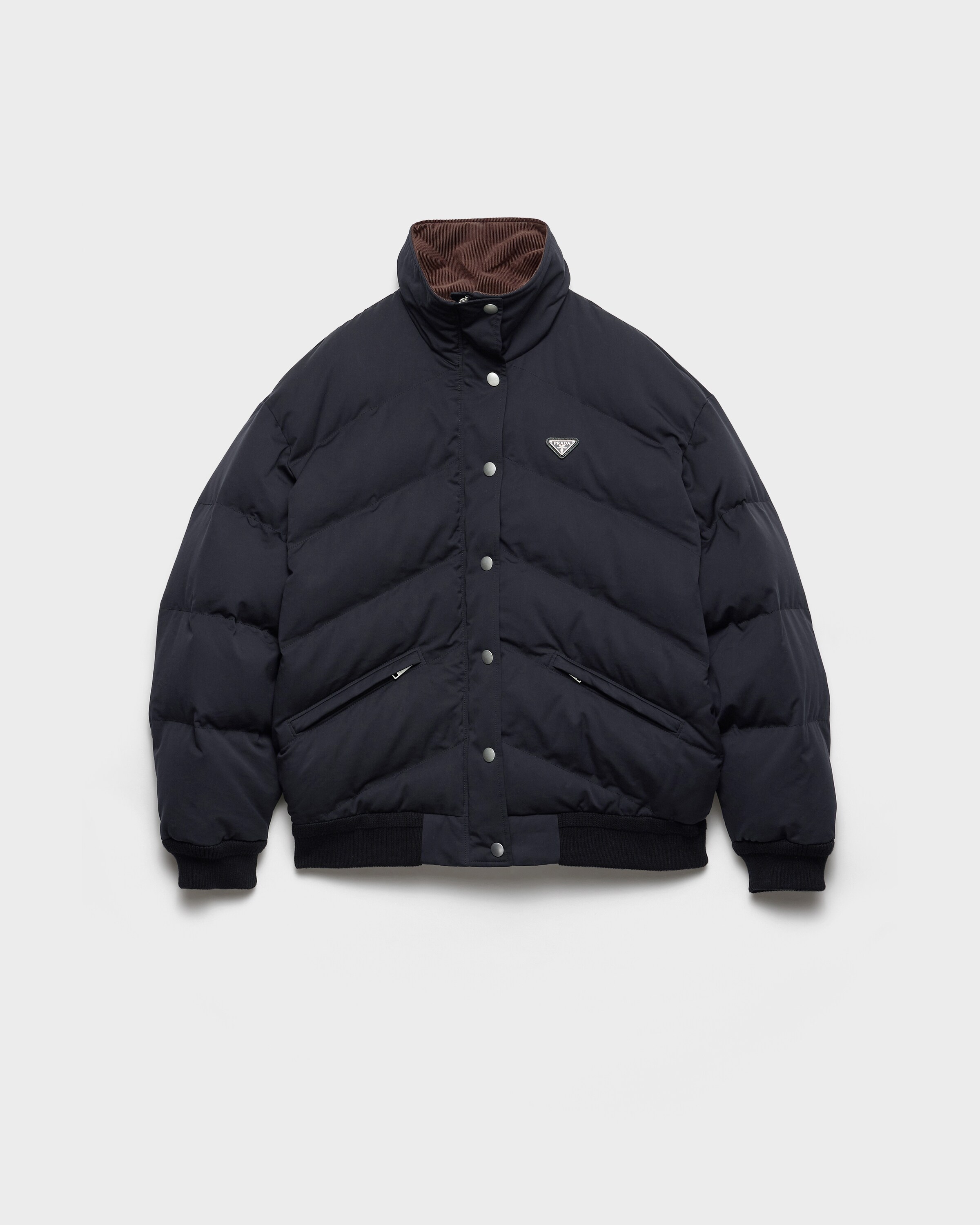 Prada Doudoune En Popeline Compacte De Poids Moyen, Femme, Noir, Taille 36