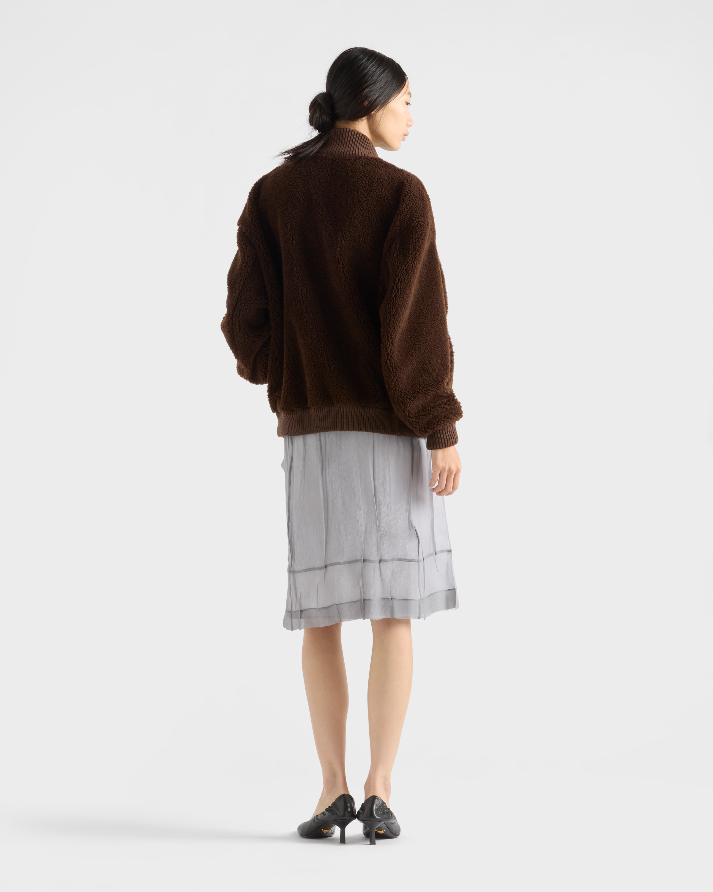 Cocoa Brown Fleece Jacket | PRADA