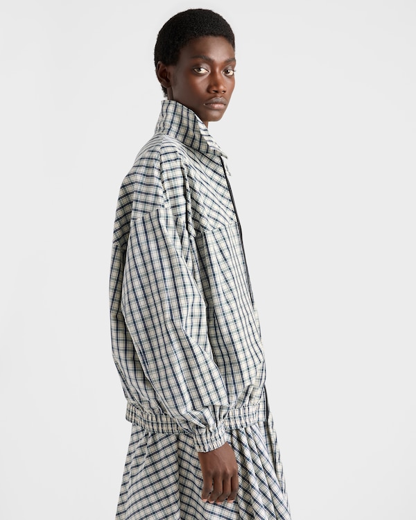 جاكيت بلوزون من الشامبراي بنقشة مربعات - عاجي/أزرق جاكيت بلوزون من الشامبراي بنقشة مربعات - عاجي/أزرق