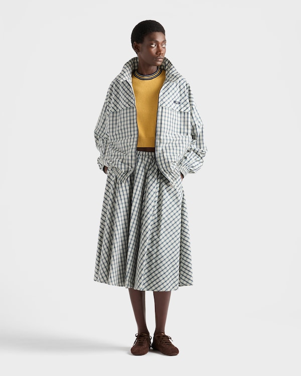 جاكيت بلوزون من الشامبراي بنقشة مربعات - عاجي/أزرق جاكيت بلوزون من الشامبراي بنقشة مربعات - عاجي/أزرق