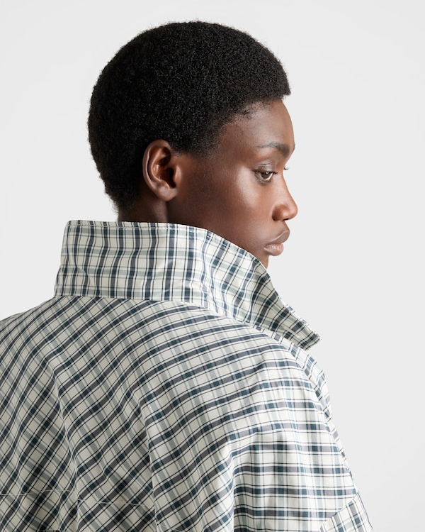 جاكيت بلوزون من الشامبراي بنقشة مربعات - عاجي/أزرق جاكيت بلوزون من الشامبراي بنقشة مربعات - عاجي/أزرق