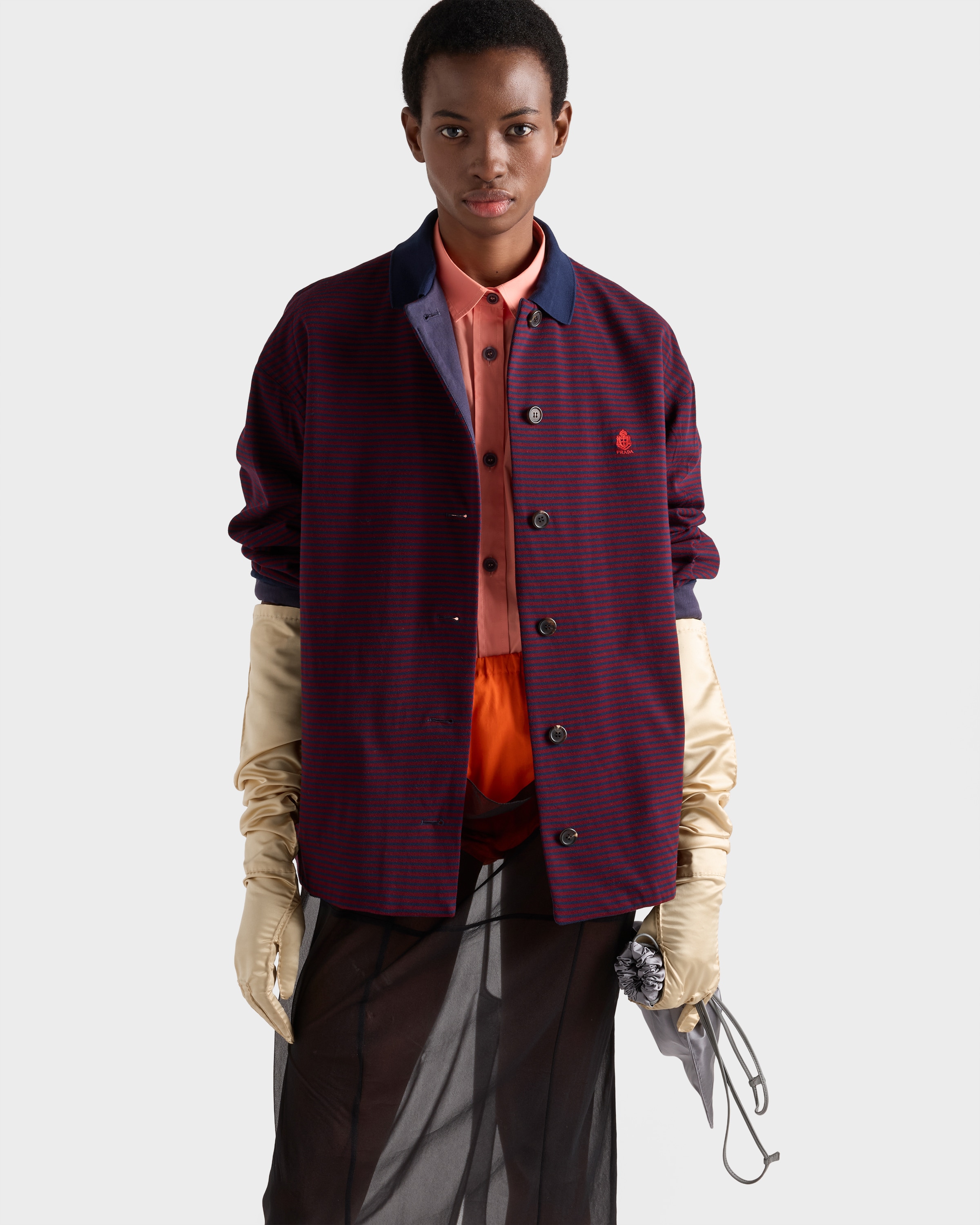 Garnet/Blue/Ink Blue Piqué blouson jacket | PRADA - United States