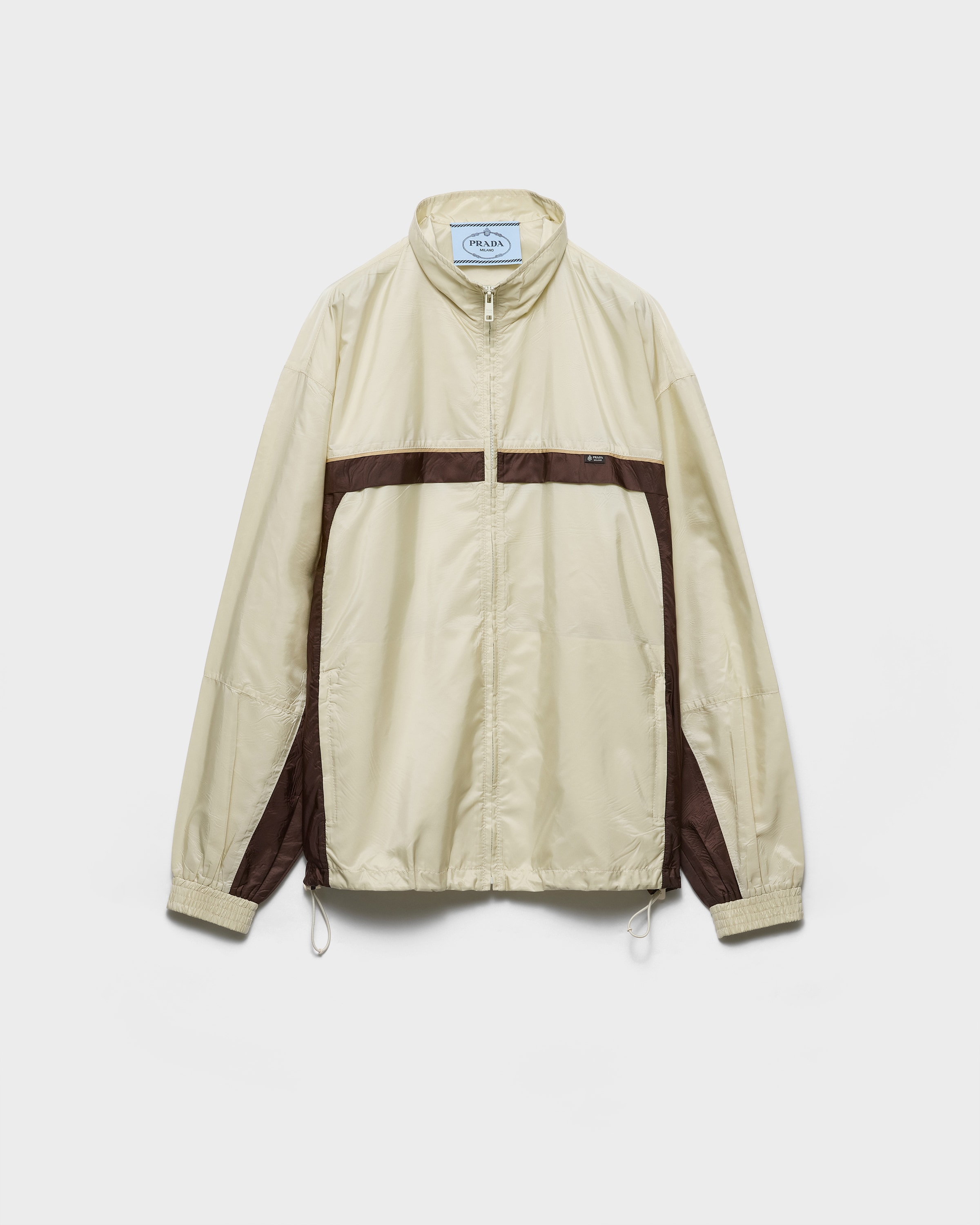 Chalk White/Ebony Lightweight Re-Nylon jacket | PRADA - Luxembourg