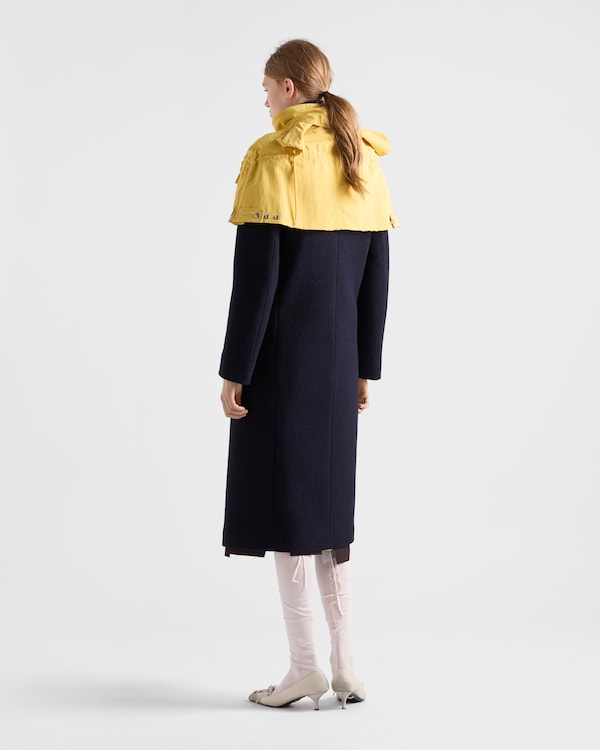 Technical fabric capelet with shearling trim - Yellow Technical fabric capelet with shearling trim - Yellow