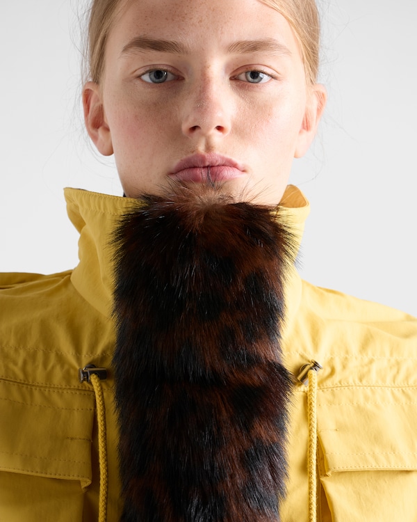 Technical fabric capelet with shearling trim - Yellow Technical fabric capelet with shearling trim - Yellow