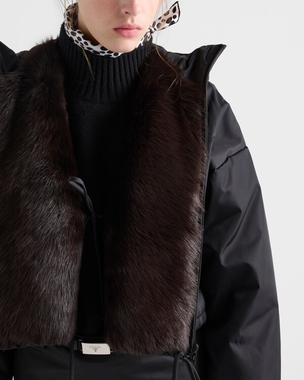 Re-Nylon and shearling blouson jacket - Negro Re-Nylon and shearling blouson jacket - Negro