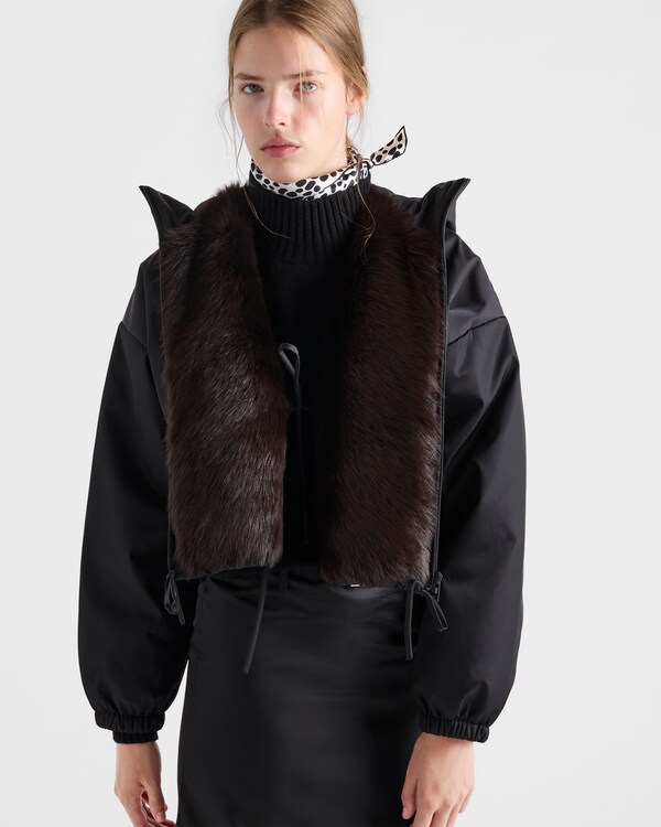 Re-Nylon and shearling blouson jacket - Negro Re-Nylon and shearling blouson jacket - Negro
