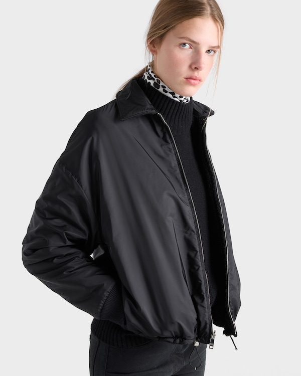 Wendbare Blousonjacke aus Fleece und Re-Nylon - Schwarz Wendbare Blousonjacke aus Fleece und Re-Nylon - Schwarz