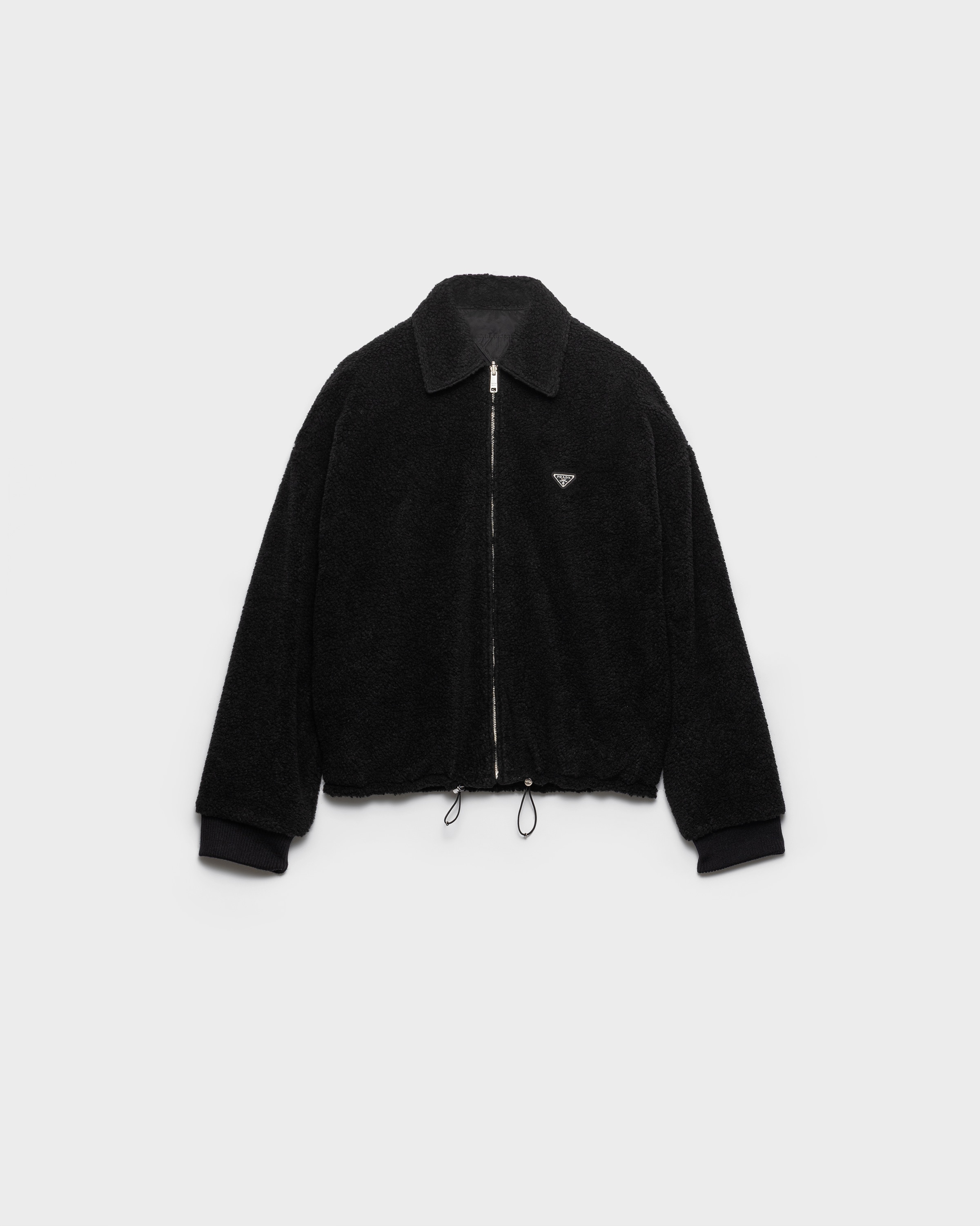 ブラック リバーシブル フリース Re-nylon ブルゾンジャケット | PRADA