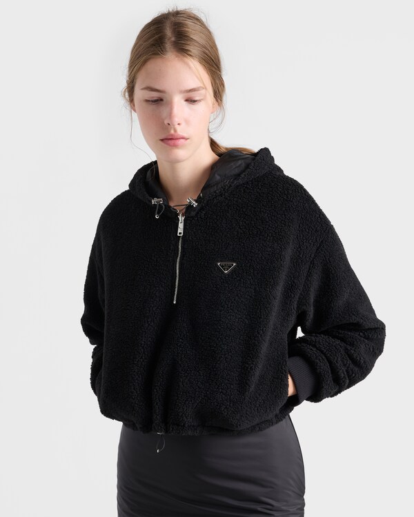 Reversible fleece and Re-Nylon blouson jacket with hood - Negro Reversible fleece and Re-Nylon blouson jacket with hood - Negro