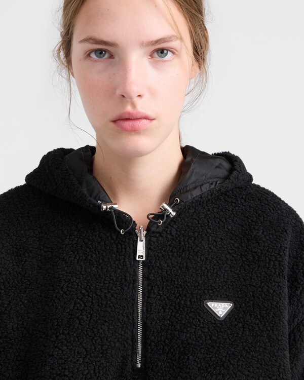Reversible fleece and Re-Nylon blouson jacket with hood - Negro Reversible fleece and Re-Nylon blouson jacket with hood - Negro