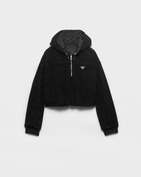 Reversible fleece and Re-Nylon blouson jacket with hood - Negro Reversible fleece and Re-Nylon blouson jacket with hood - Negro