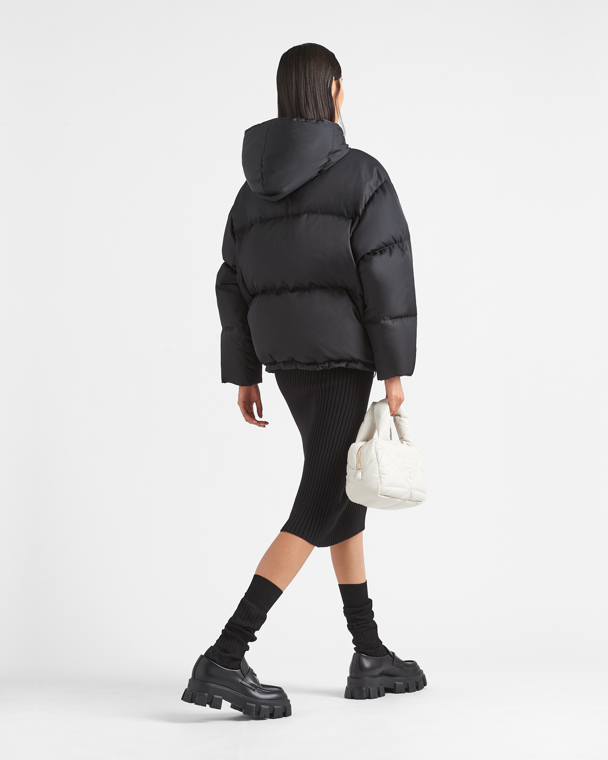 Prada hooded down jacket clearance