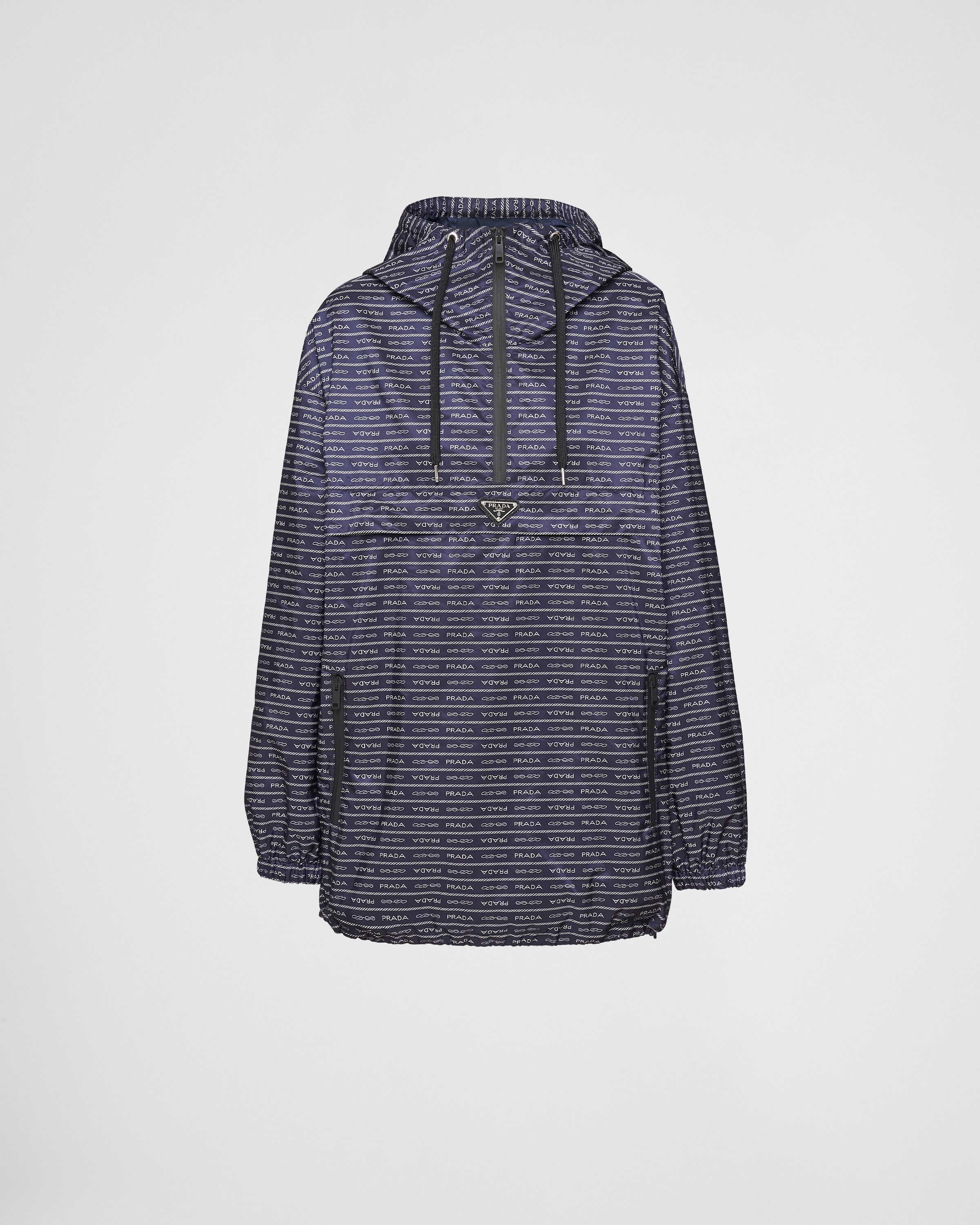 Shop Prada Logo-print Re-nylon Blouson Jacket In Blue/white