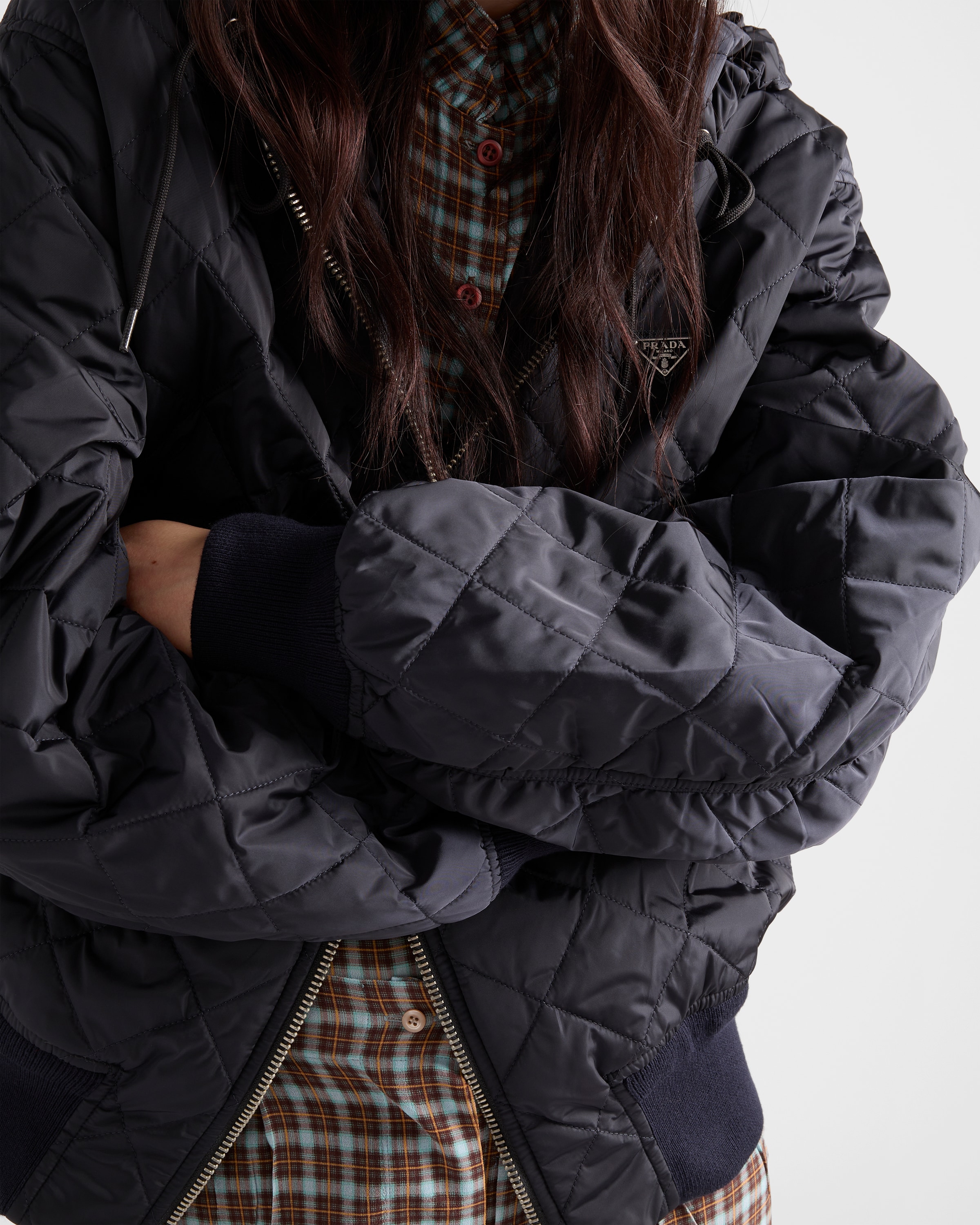 Prada Womens Blue Re Nylon Lightweight Quilted Woven Jacket In Blue